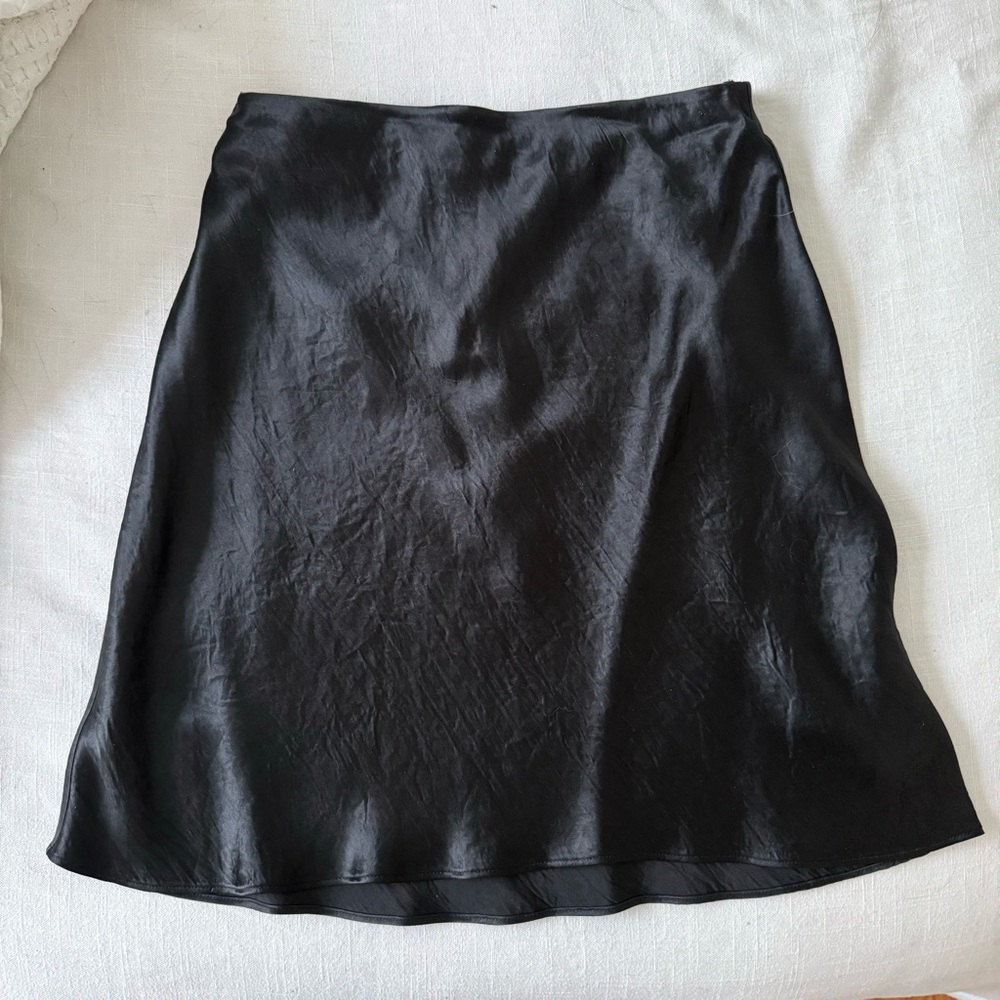 NWOT Aritzia Babaton Mini Black Satin Slip Skirt